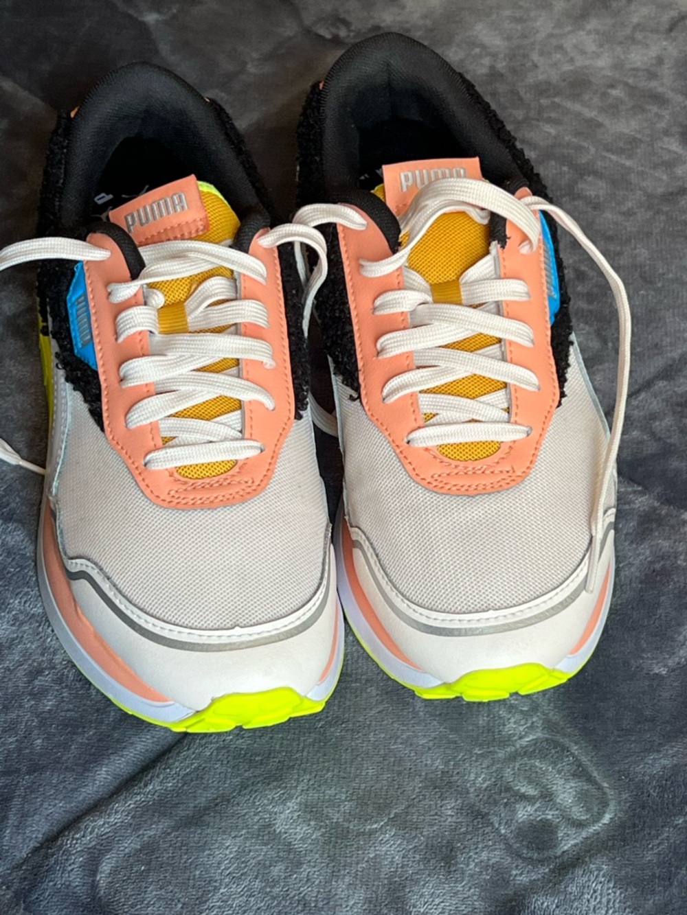 Puma Multicolor Low-Top Sneakers in Peach, Yellow & Neon